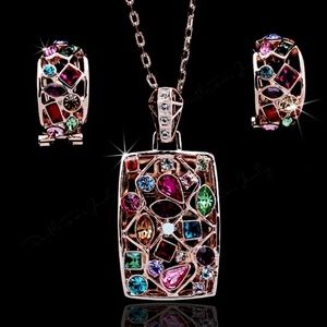 NEW 18k rose gold plated jewelry set